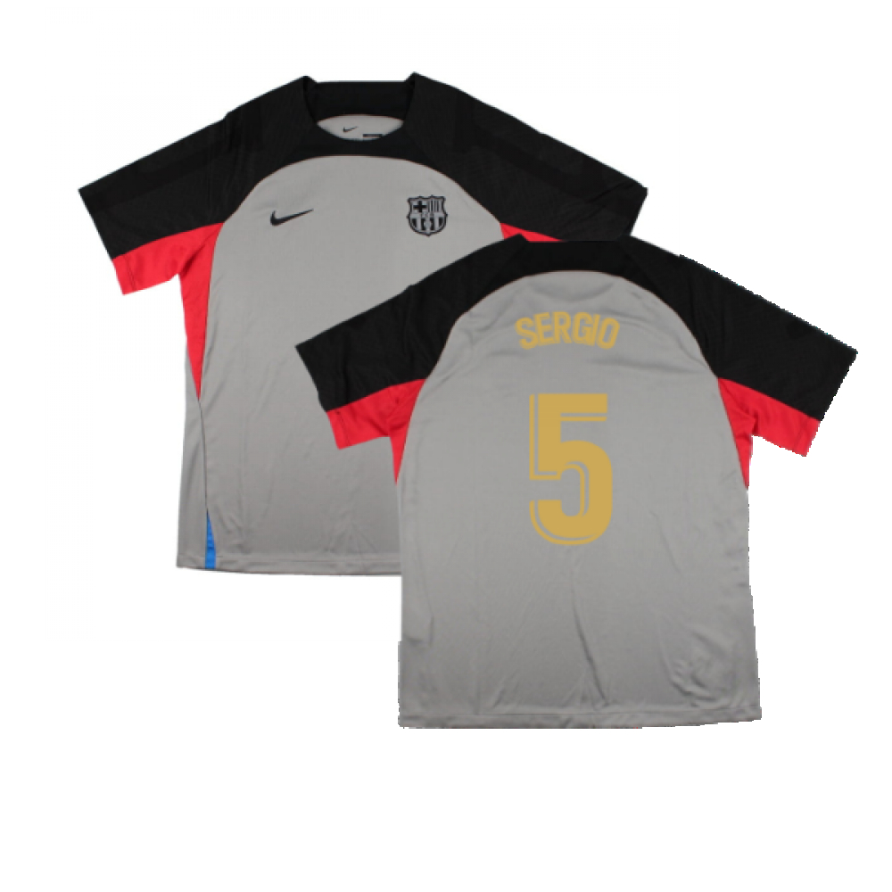'22-'23 Barcelona Cl Training Shirt (Grey) (Sergio 5) Polyester Sergio Busquets Made By: Nike Men's Grey Xxl