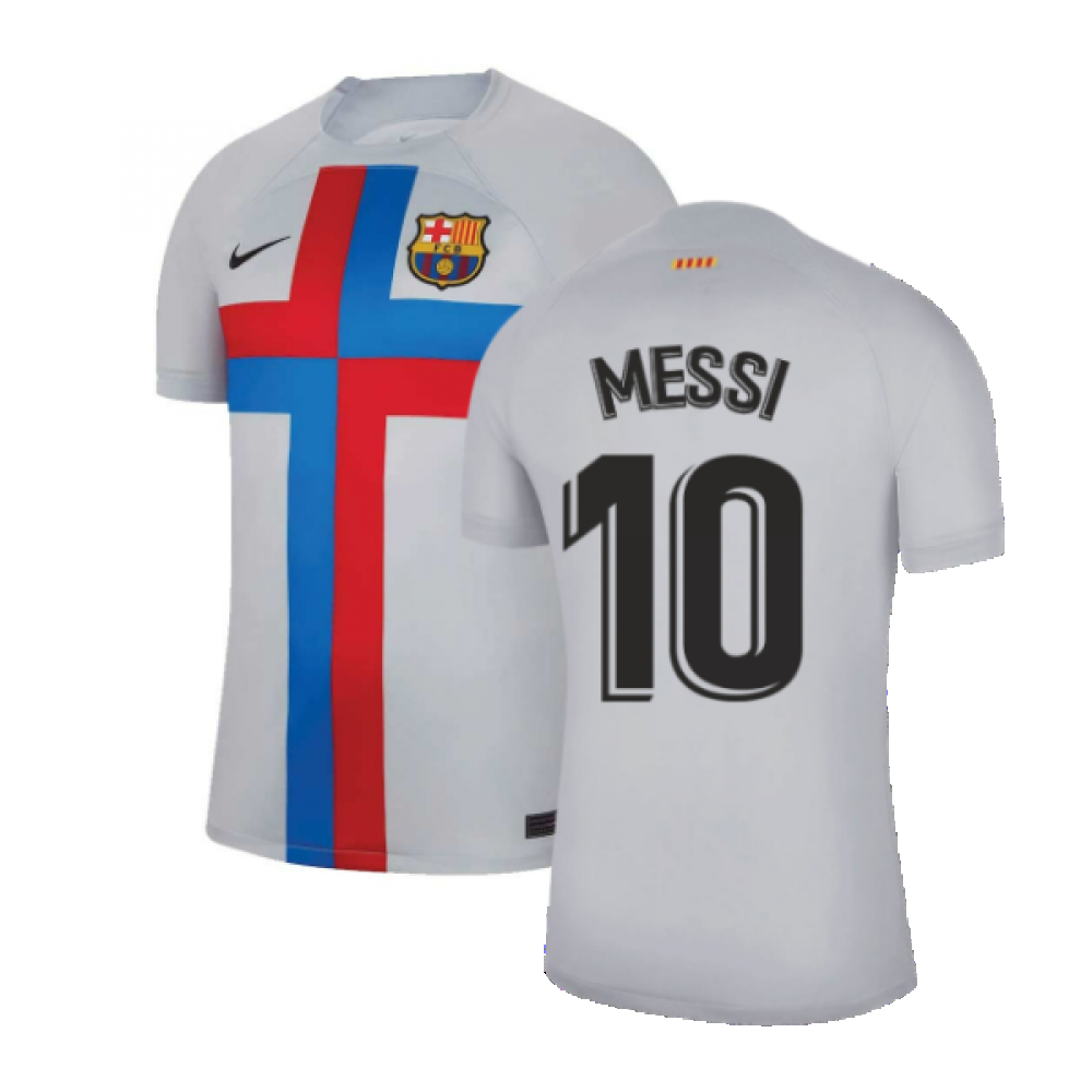'22-'23 Barcelona Third Shirt (Messi 10) Polyester Lionel Messi Made By: Nike Men's Grey Xxl