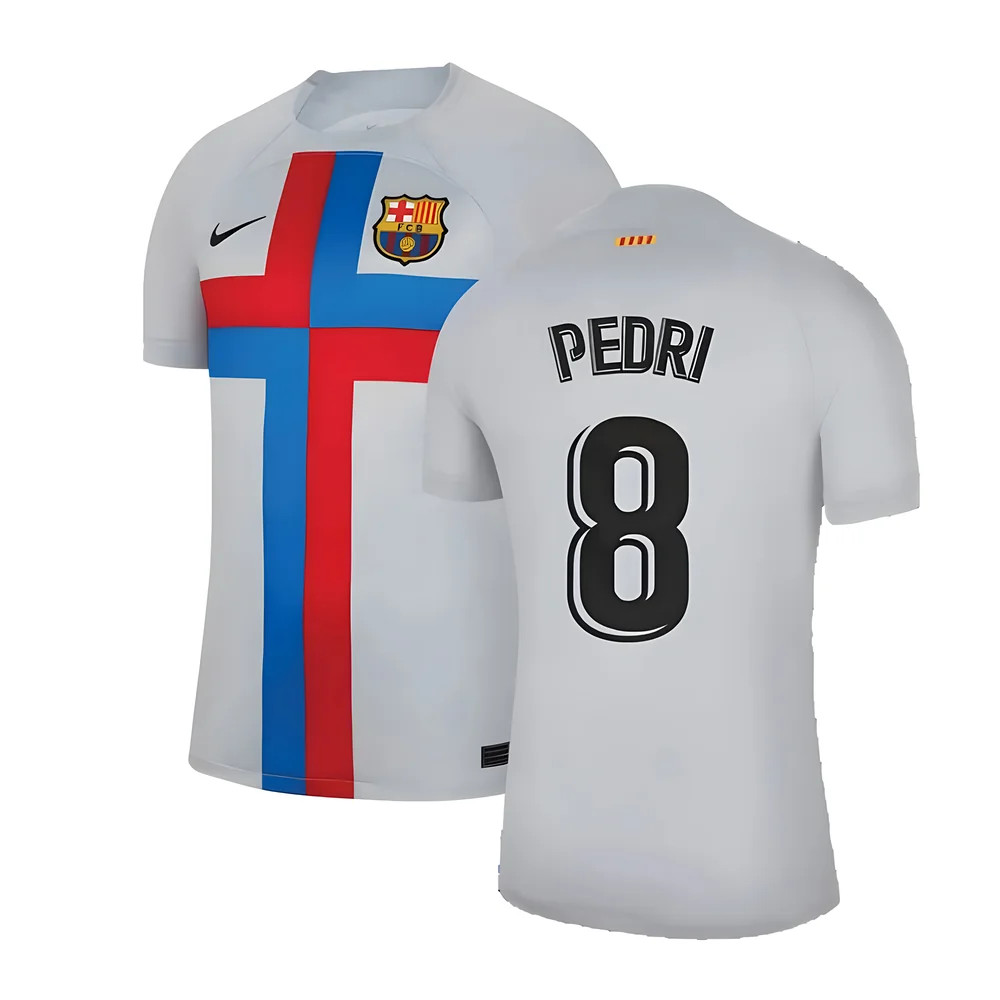 '22-'23 Barcelona Third Shirt (Pedri 8) Polyester Made By: Nike Men's Grey Xxl