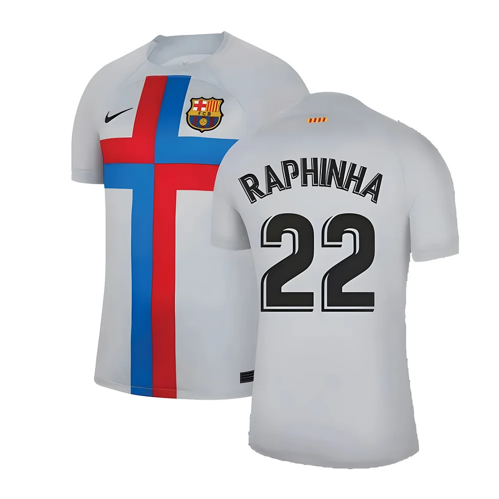 '22-'23 Barcelona Third Shirt (Raphinha 22) Polyester Made By: Nike Men's Grey Xxl