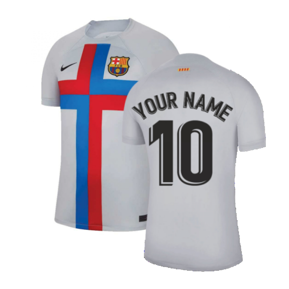 '22-'23 Barcelona Third Shirt (Your Name) Polyester Made By: Nike Men's Grey Xxl