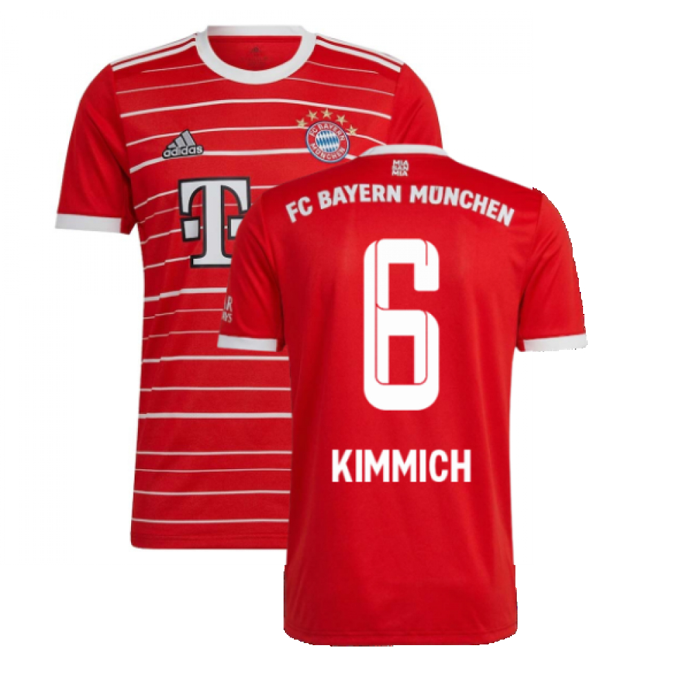 '22-'23 Bayern Munich Home Shirt (Kids) (Kimmich 6) Polyester Joshua Kimmich Made By: Adidas Unisex Kids Red Size 11-12