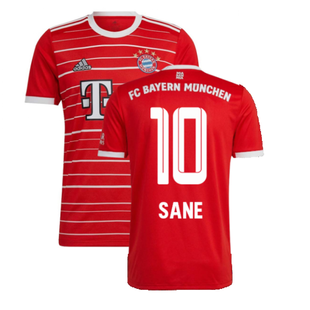 '22-'23 Bayern Munich Home Shirt (Kids) (Sane 10) Polyester Leroy Sane Made By: Adidas Unisex Kids Red Size 11-12