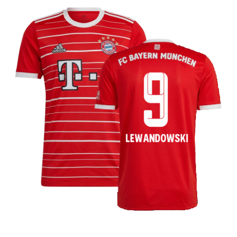 '22-'23 Bayern Munich Home Shirt (Lewandowski 9) Polyester Robert Lewandowski Made By: Adidas Men's Red 3XL