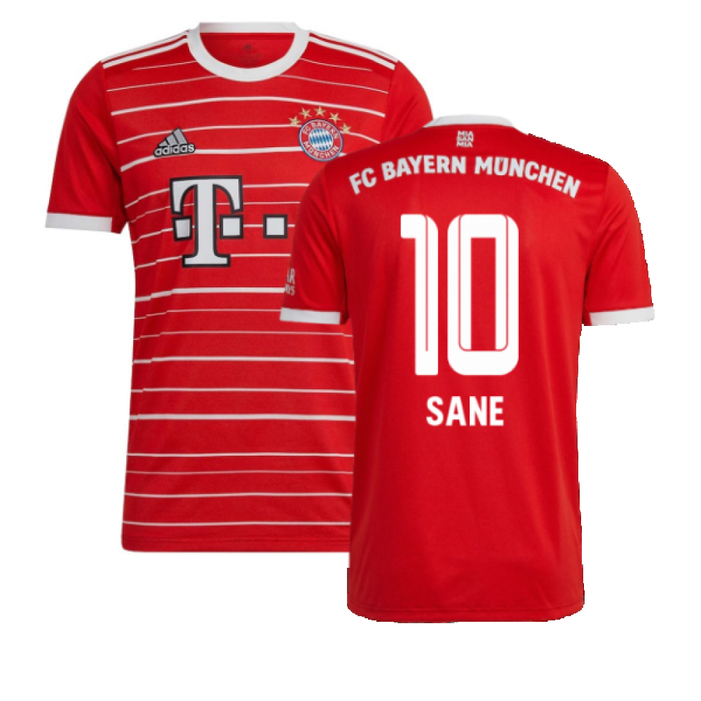 '22-'23 Bayern Munich Home Shirt (Sane 10) Polyester Leroy Sane Made By: Adidas Men's Red Extra Large