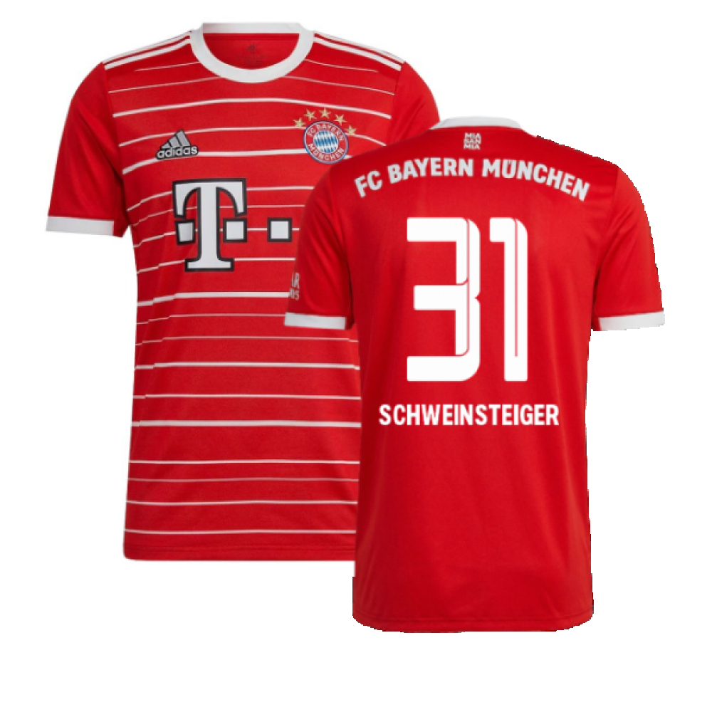 '22-'23 Bayern Munich Home Shirt (Schweinsteiger 31) Polyester Bastian Schweinsteiger Made By: Adidas Men's Red 3XL