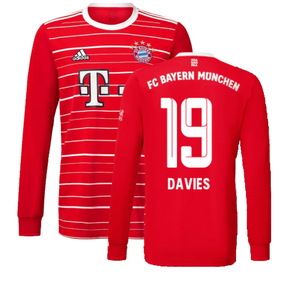 '22-'23 Bayern Munich Long Sleeve Home Shirt (Davies 19) Polyester Alphonso Davies Made By: Adidas Men's Red Xxl