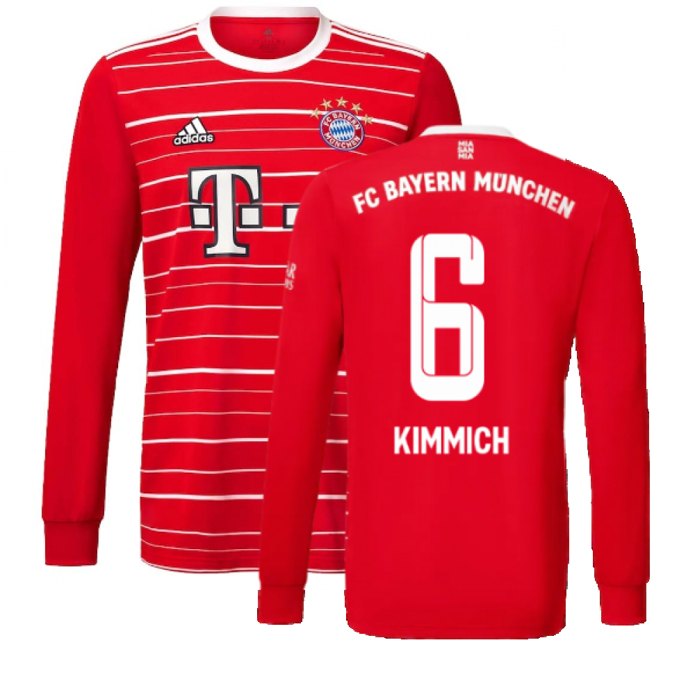 '22-'23 Bayern Munich Long Sleeve Home Shirt (Kimmich 6) Polyester Joshua Kimmich Made By: Adidas Men's Red Xxl