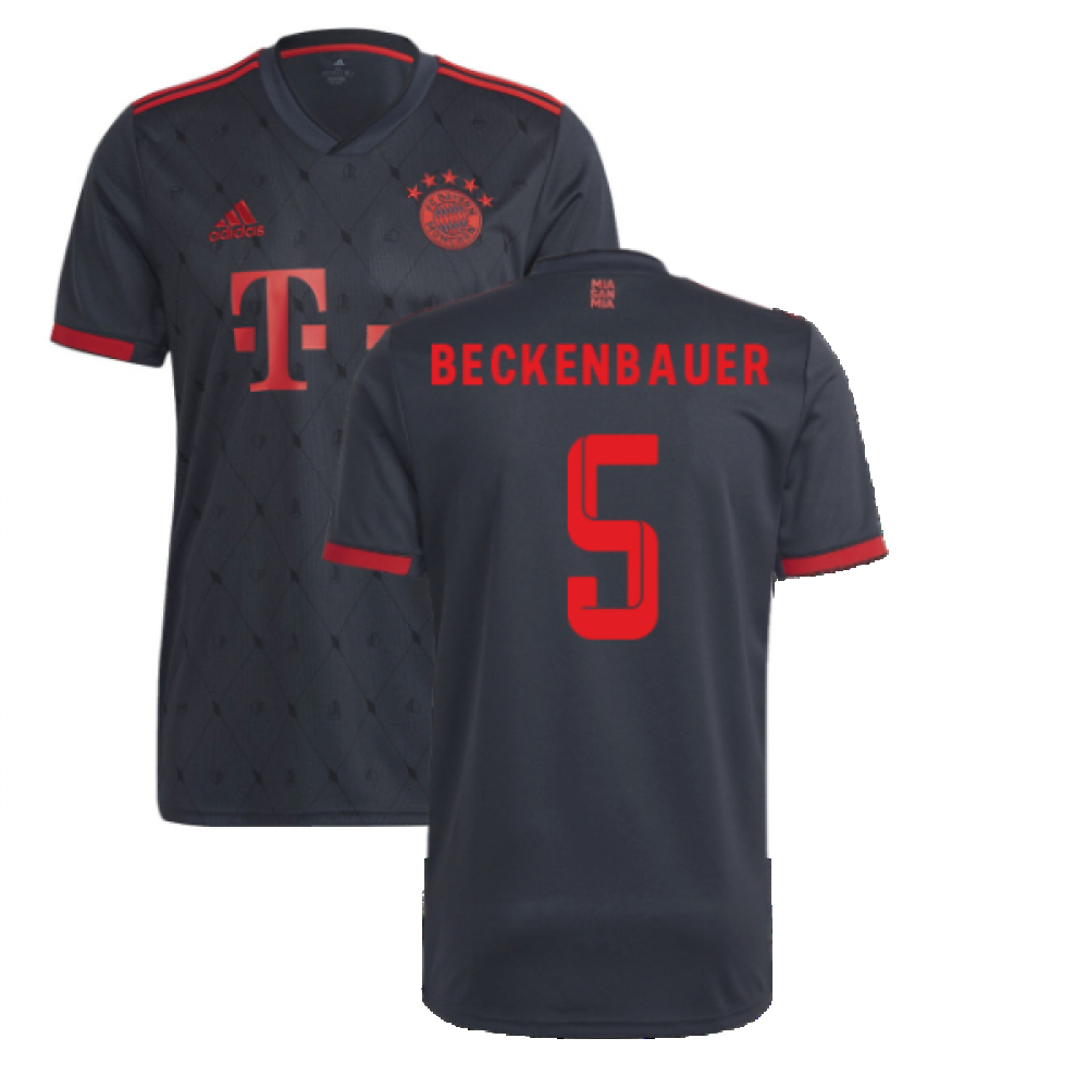 '22-'23 Bayern Munich Third Shirt (Beckenbauer 5) Polyester Franz Beckenbauer Made By: Adidas Men's Grey 3XL