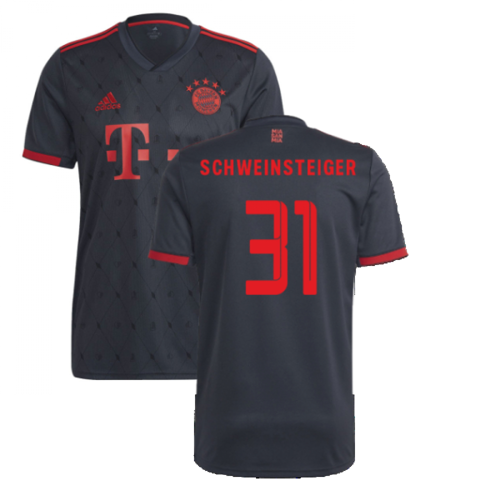 '22-'23 Bayern Munich Third Shirt (Schweinsteiger 31) Polyester Bastian Schweinsteiger Made By: Adidas Men's Grey 3XL