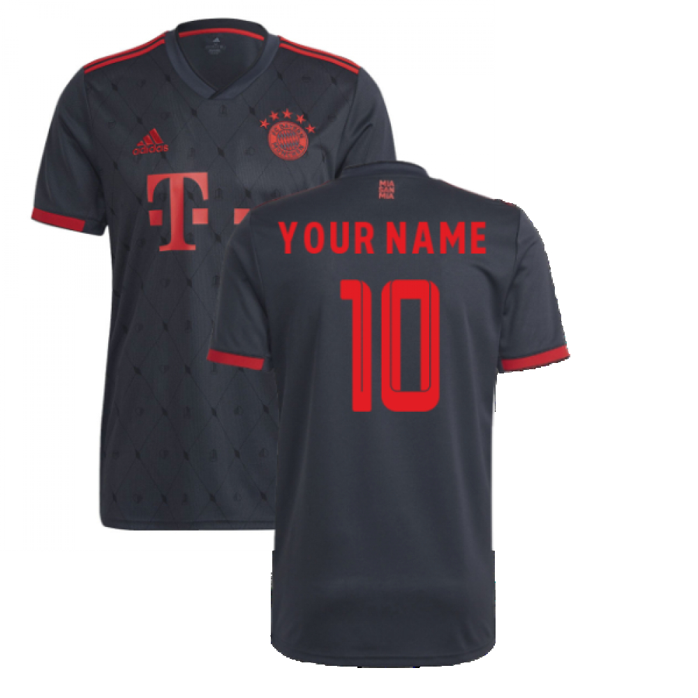 '22-'23 Bayern Munich Third Shirt (Your Name) Polyester Made By: Adidas Men's Grey 3XL