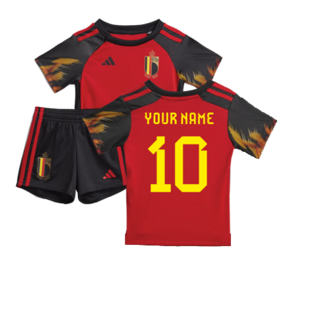 '22-'23 Belgium Home Baby Kit (Your Name) Toddler's Polyester Made By: Adidas Unisex Toddler Red 3-6 Mo