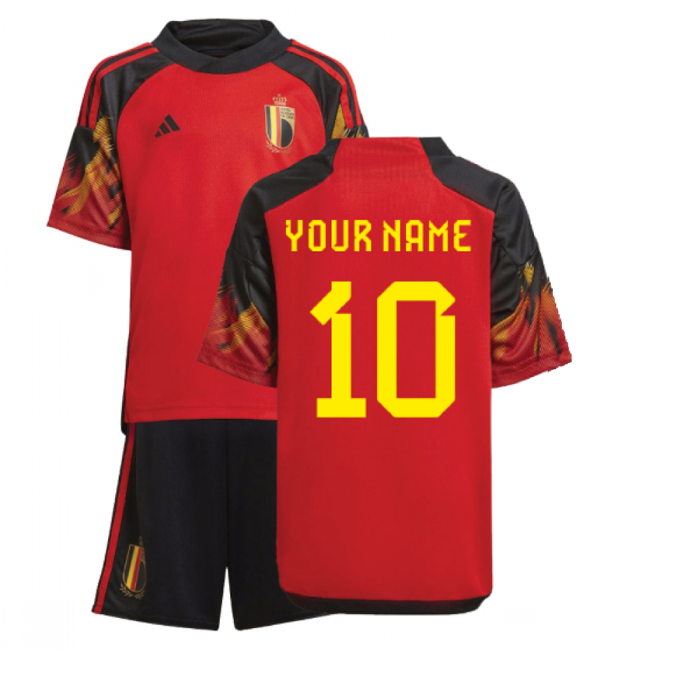 '22-'23 Belgium Home Mini Kit (Your Name) Kids Polyester Made By: Adidas Unisex Kids Red 18-24 Mo