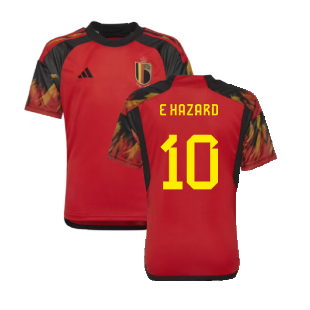 '22-'23 Belgium Home Shirt (Kids) (E Hazard 10) 7-8 Polyester Made By: Adidas Unisex Kids Red Size 13-14