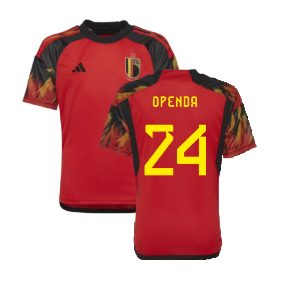 '22-'23 Belgium Home Shirt (Kids) (Openda 24) Polyester Made By: Adidas Unisex Kids Red Size 7-8