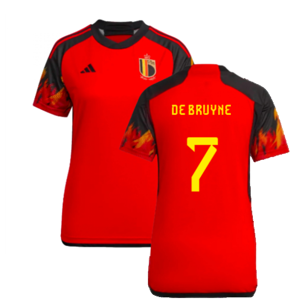 '22-'23 Belgium Home Shirt () (De Bruyne 7) Polyester Made By: Adidas Women's Red Small