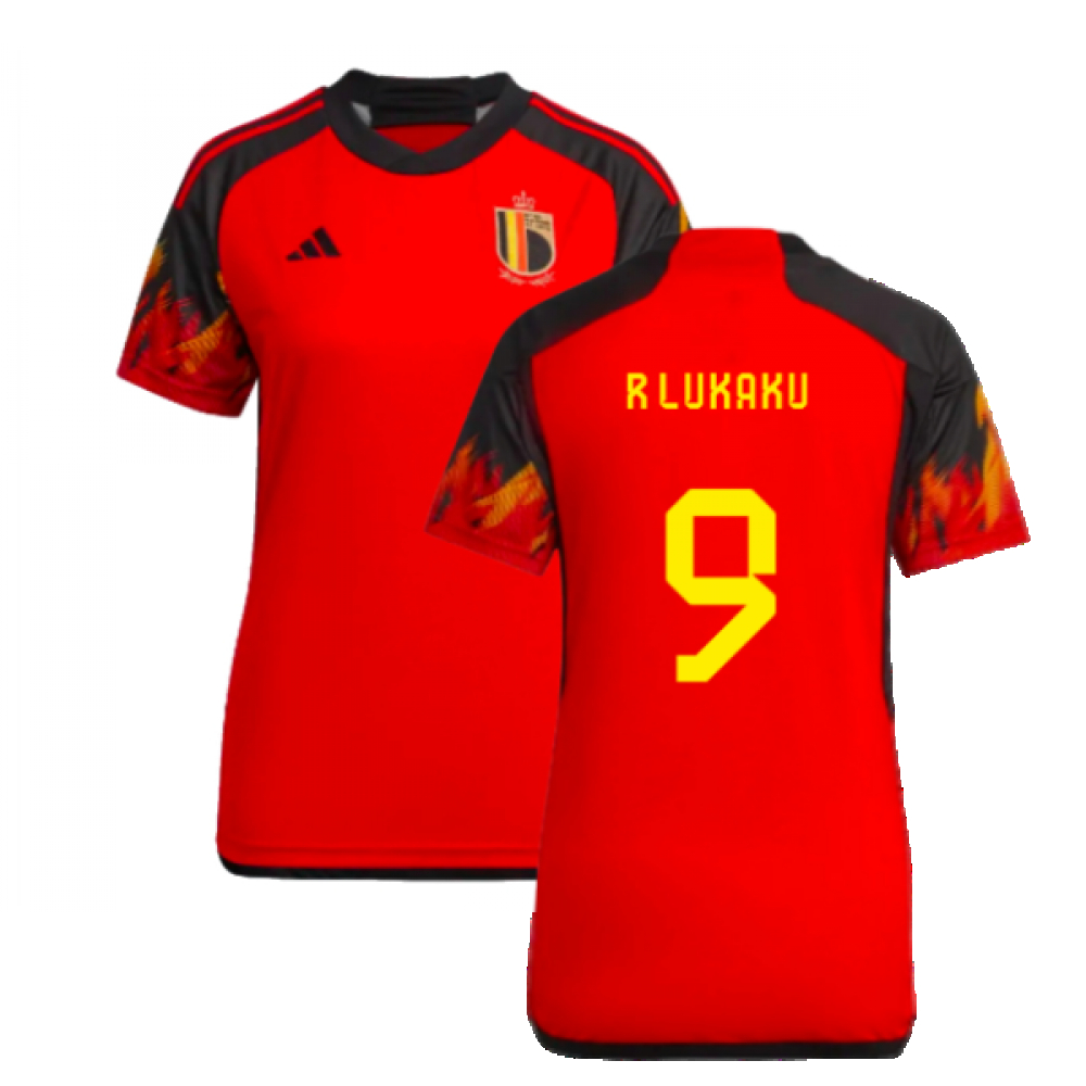 '22-'23 Belgium Home Shirt () (R Lukaku 9) Polyester Made By: Adidas Women's Red Small