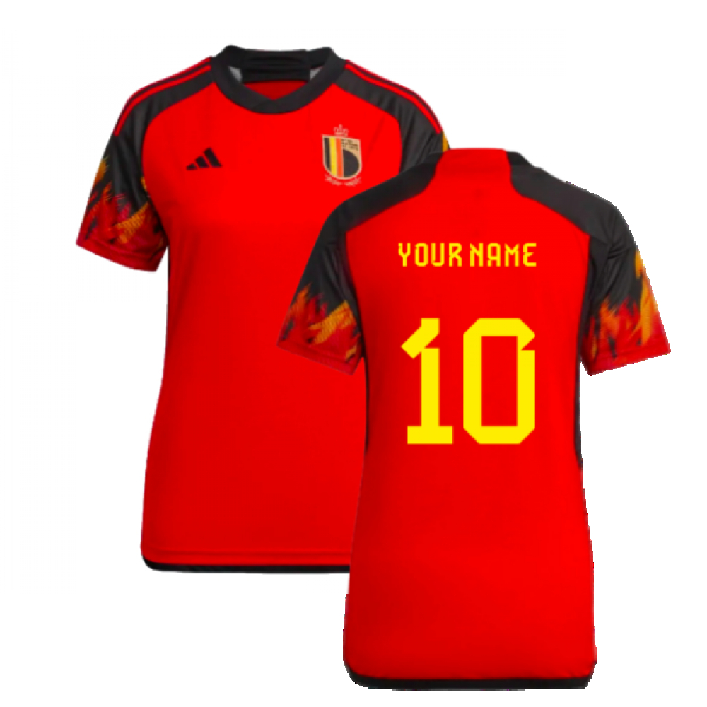 '22-'23 Belgium Home Shirt () (Your Name) Polyester Made By: Adidas Women's Red Small
