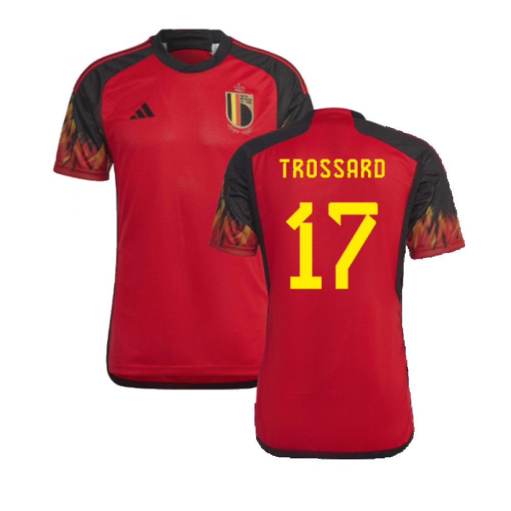 '22-'23 Belgium Home Shirt (Trossard 17) Polyester Made By: Adidas Men's Red Extra Small