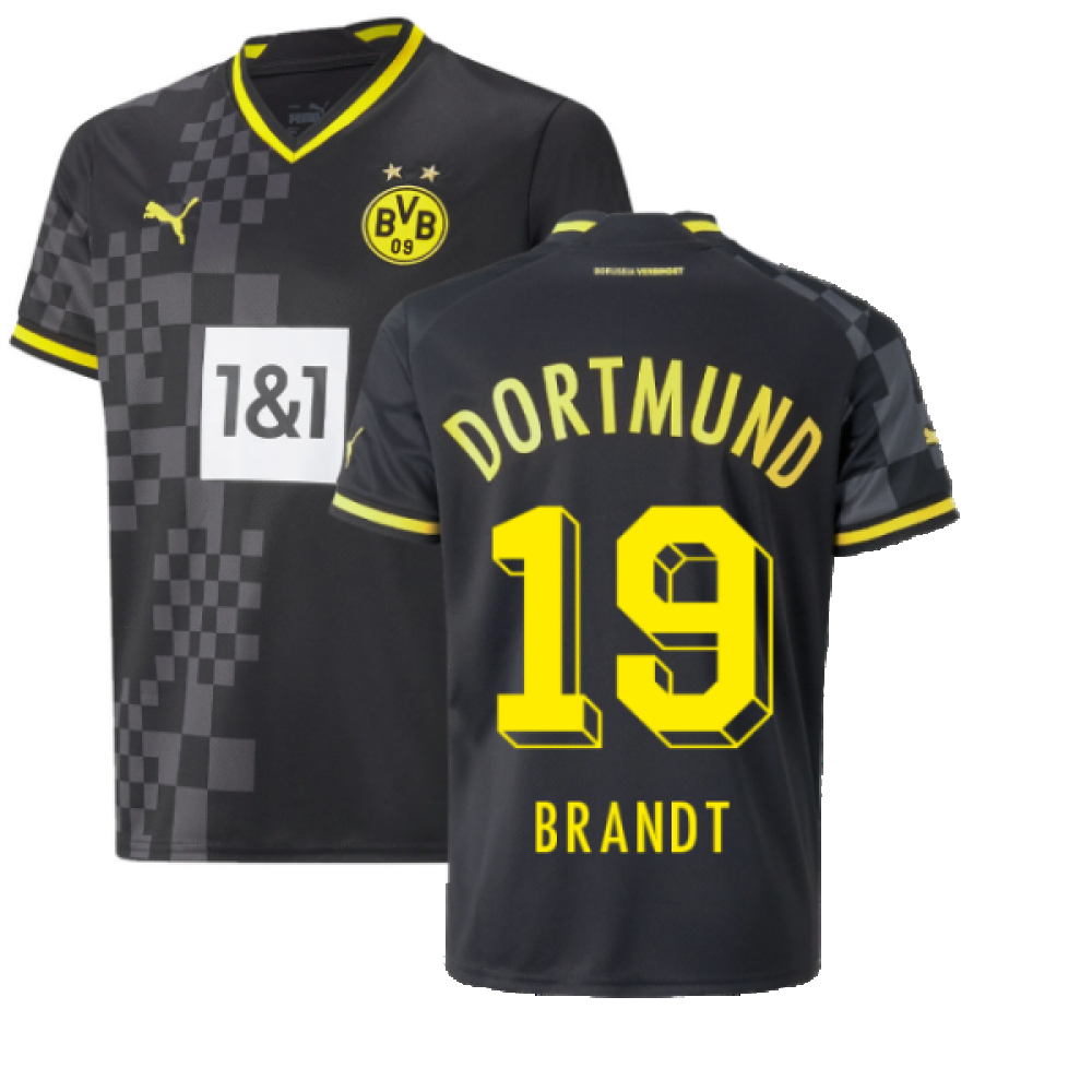 '22-'23 Borussia Dortmund Away Shirt (Kids) (Brandt 19) Polyester Julian Brandt Made By: Puma Unisex Kids Black Size 7-8