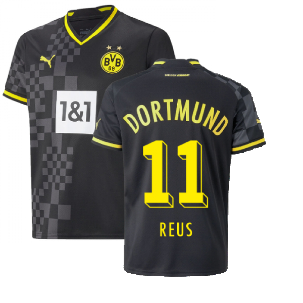 '22-'23 Borussia Dortmund Away Shirt (Kids) (Reus 11) Polyester Marco Reus Made By: Puma Unisex Kids Black Size 7-8