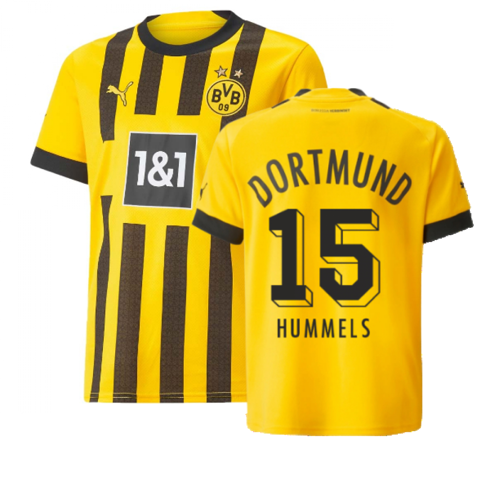 '22-'23 Borussia Dortmund Home Shirt (Kids) (Hummels 15) Polyester Mats Hummels Made By: Puma Unisex Kids Black Size 7-8
