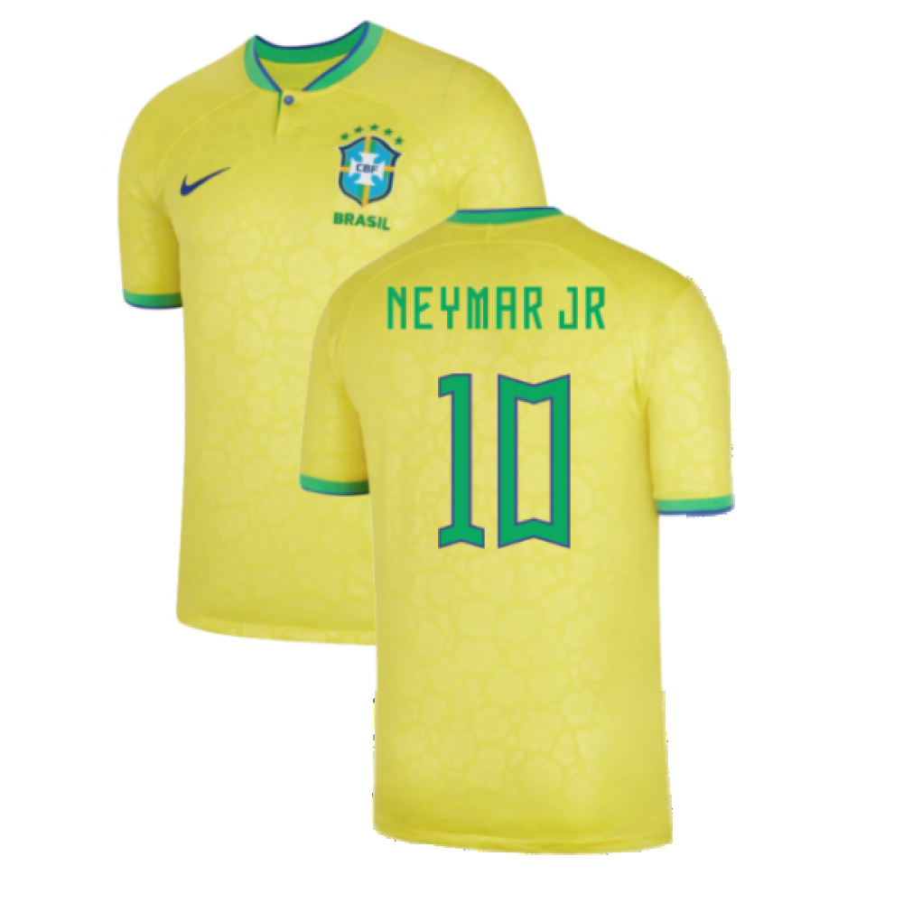 '22-'23 Brazil Home Shirt (Neymar Jr 10) Polyester Made By: Nike Men's Yellow Xxl