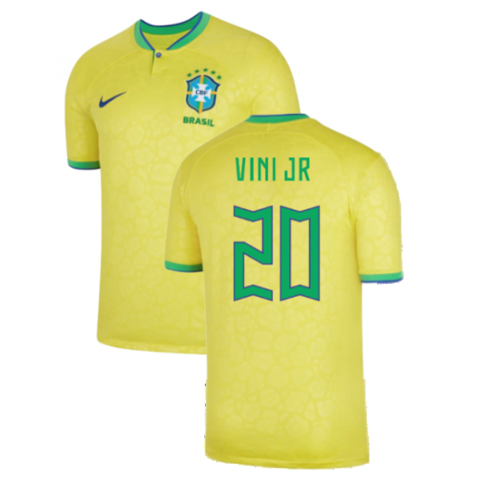 '22-'23 Brazil Home Shirt (Vini Jr 20) Polyester Vinicius Junior Made By: Nike Men's Yellow Xxl