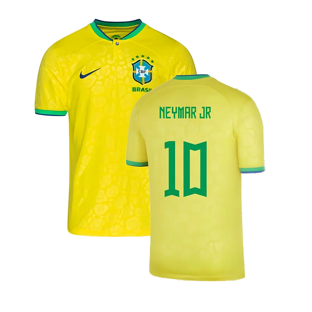 '22-'23 Brazil Little Boys Home Shirt (Neymar Jr 10) Kids Polyester Made By: Nike Unisex Kids Yellow Extra Small