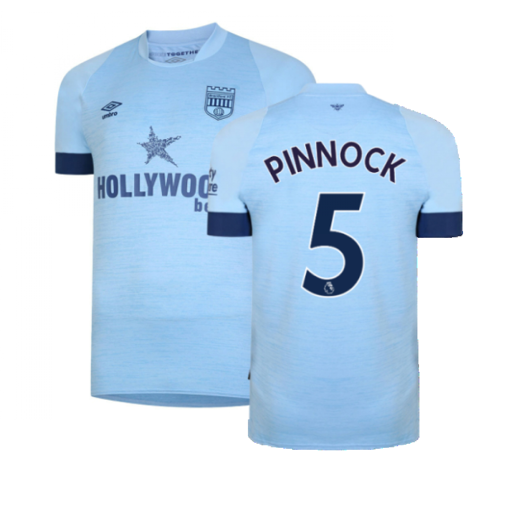 '22-'23 Brentford Away Shirt (Pinnock 5) Polyester Ethan Pnnock Made By: Umbro Men's Blue Large