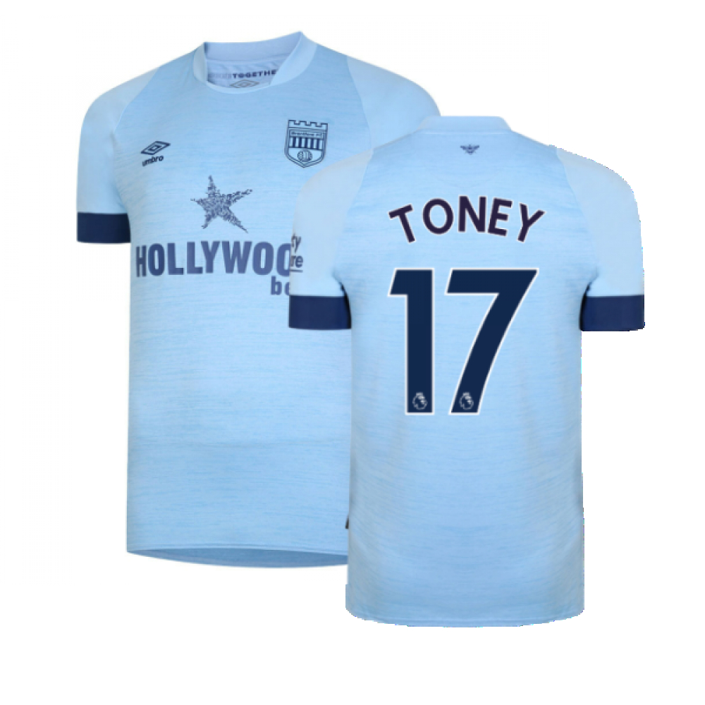 '22-'23 Brentford Away Shirt (Toney 17) Polyester Ivan Toney Made By: Umbro Men's Blue Large