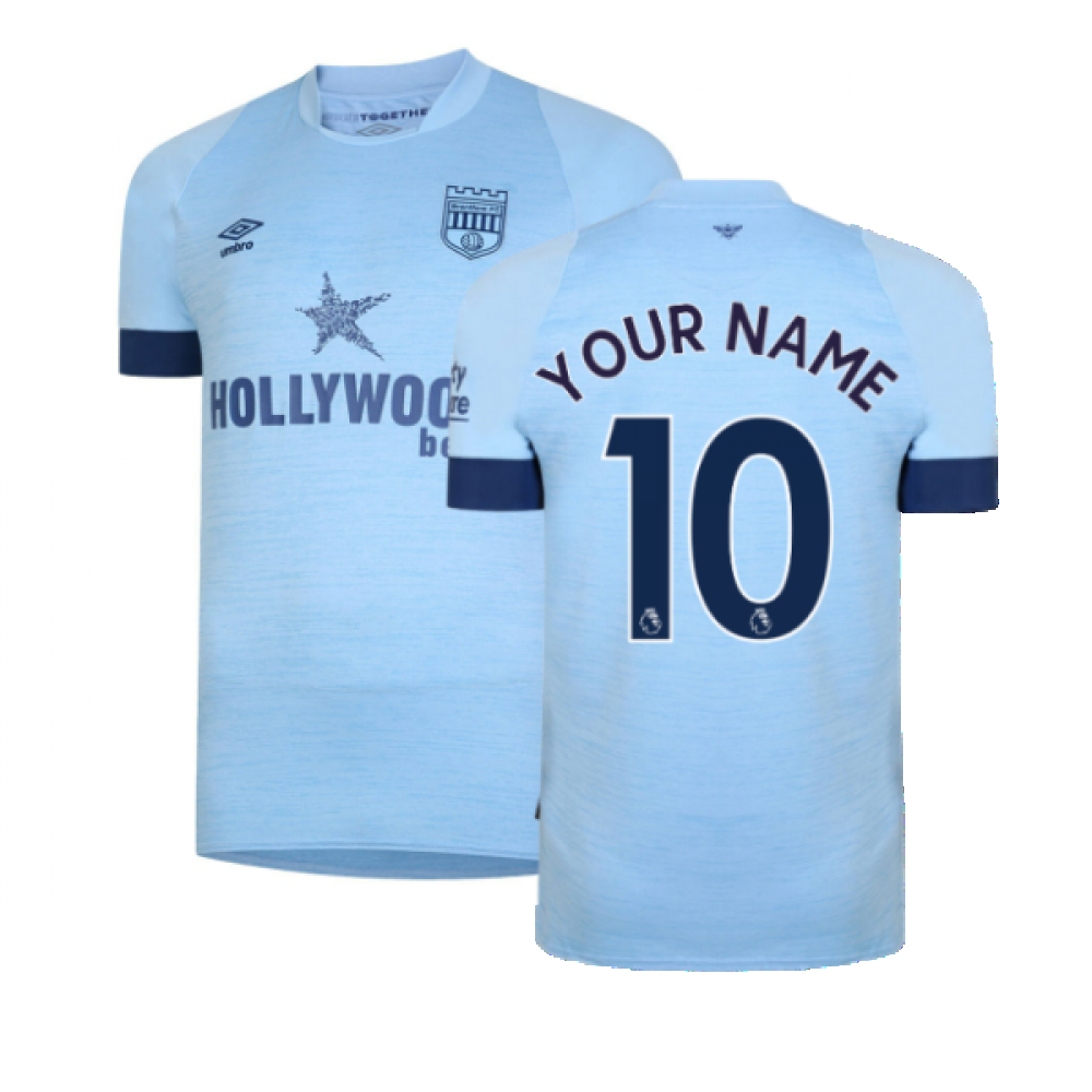 '22-'23 Brentford Away Shirt (Your Name) Polyester Made By: Umbro Men's Blue Large