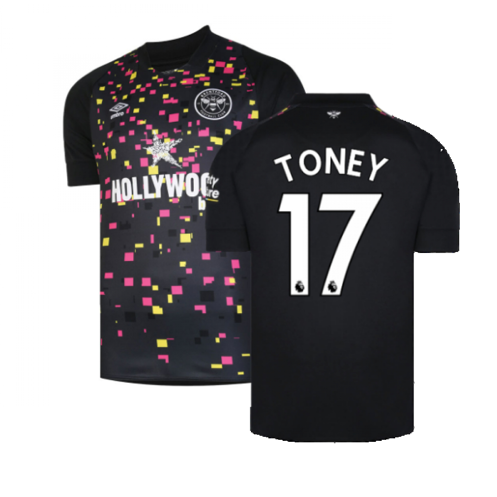 '22-'23 Brentford Third Shirt (Toney 17) Polyester Ivan Toney Made By: Umbro Men's Black Xxl