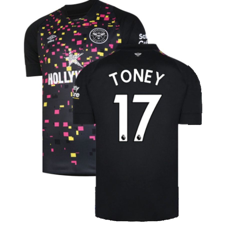 '22-'23 Brentford Third Shirt (Toney 17) Polyester Ivan Toney Made By: Umbro Men's Black Xxl