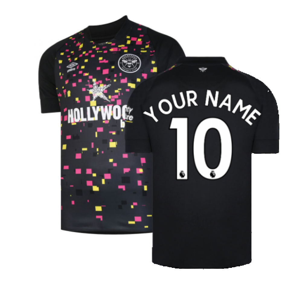 '22-'23 Brentford Third Shirt (Your Name) Polyester Made By: Umbro Men's Black Xxl