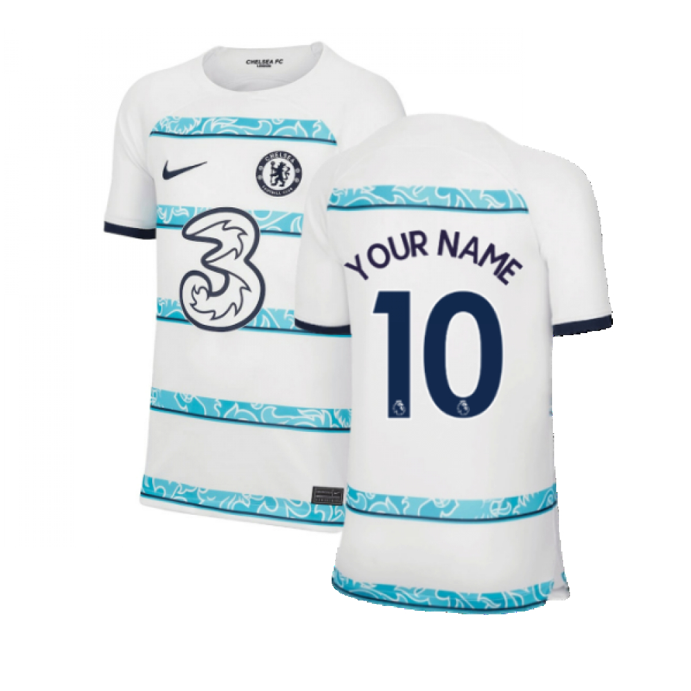 '22-'23 Chelsea Away Shirt (Kids) (Your Name) Polyester Made By: Nike Unisex Kids White Extra Small