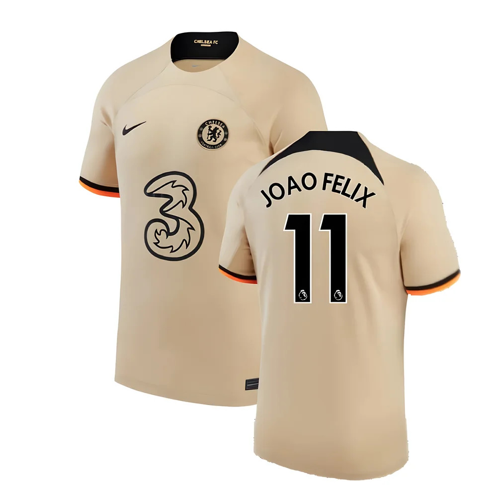 '22-'23 Chelsea Third Shirt (Joao Felix 11) Polyester Made By: Nike Men's Gold Extra Large