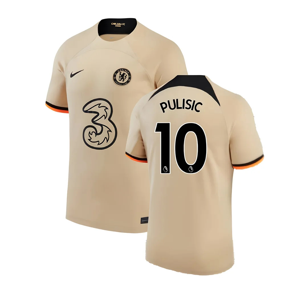 '22-'23 Chelsea Third Shirt (Pulisic 10) Polyester Christian Pulisic Made By: Nike Men's Gold Extra Large