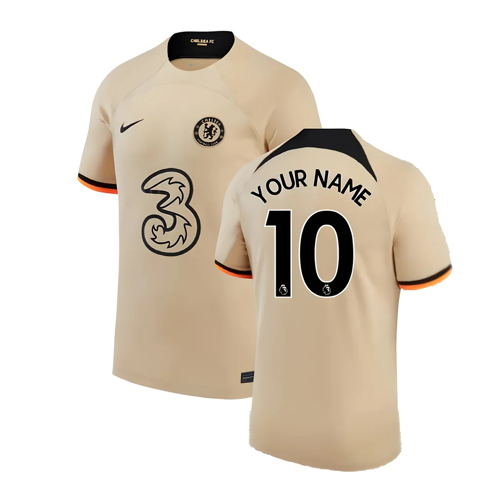 '22-'23 Chelsea Third Shirt (Your Name) Polyester Made By: Nike Men's Gold 3XL