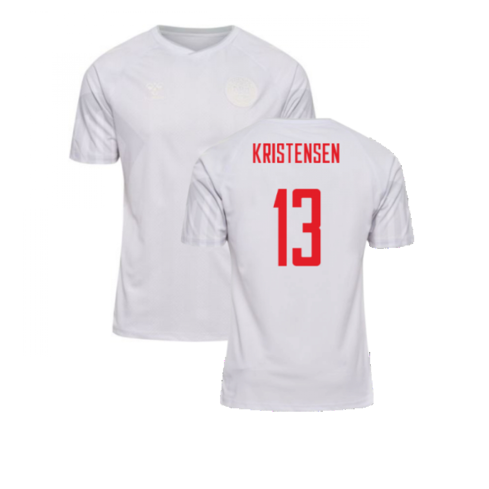 '22-'23 Denmark Away Shirt (Kristensen 13) Polyester Made By: Hummel Men's White Xxl