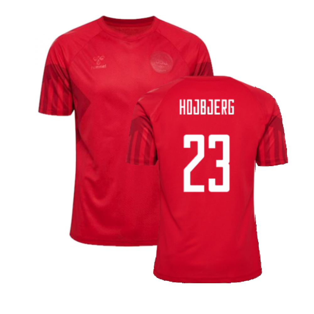 '22-'23 Denmark Home Jersey (Hojbjerg 23) Polyester Made By: Hummel Men's Red Medium
