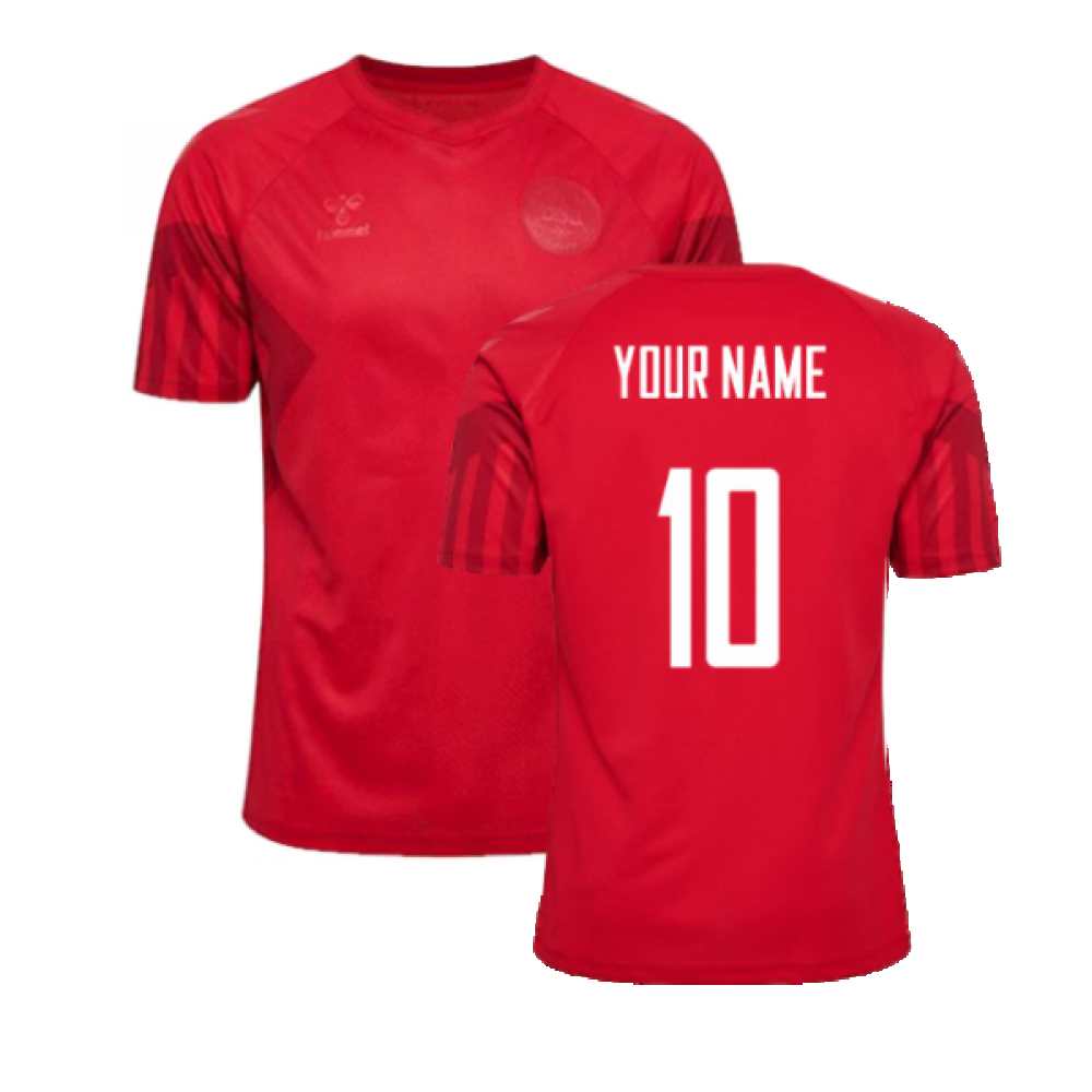 '22-'23 Denmark Home Jersey (Your Name) Polyester Made By: Hummel Men's Red 3XL