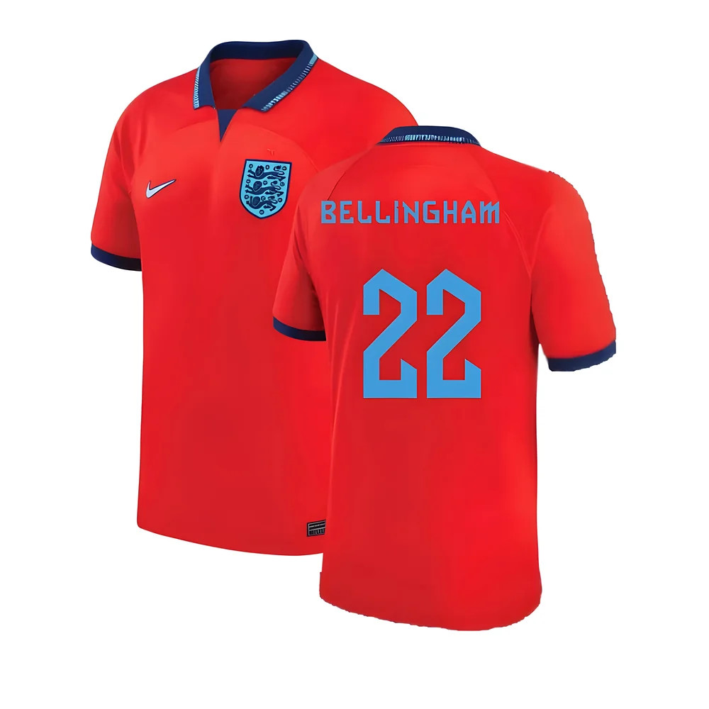 '22-'23 England Away Shirt (Bellingham 22) Polyester Made By: Nike Men's Red Medium