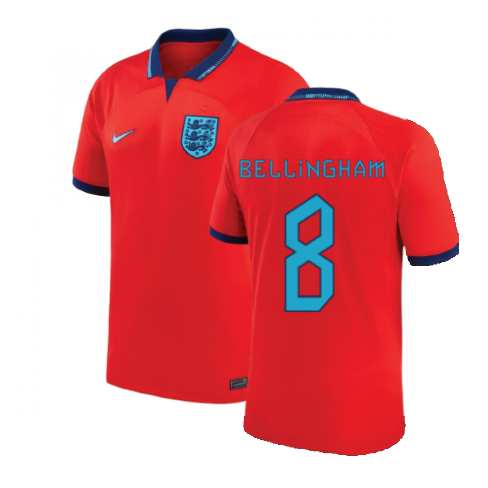 '22-'23 England Away Shirt (Bellingham 8) Polyester Jude Bellingham Made By: Nike Men's Red Xxl