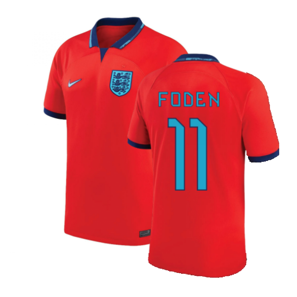 '22-'23 England Away Shirt (Foden 11) Polyester Phil Foden Made By: Nike Men's Red Large