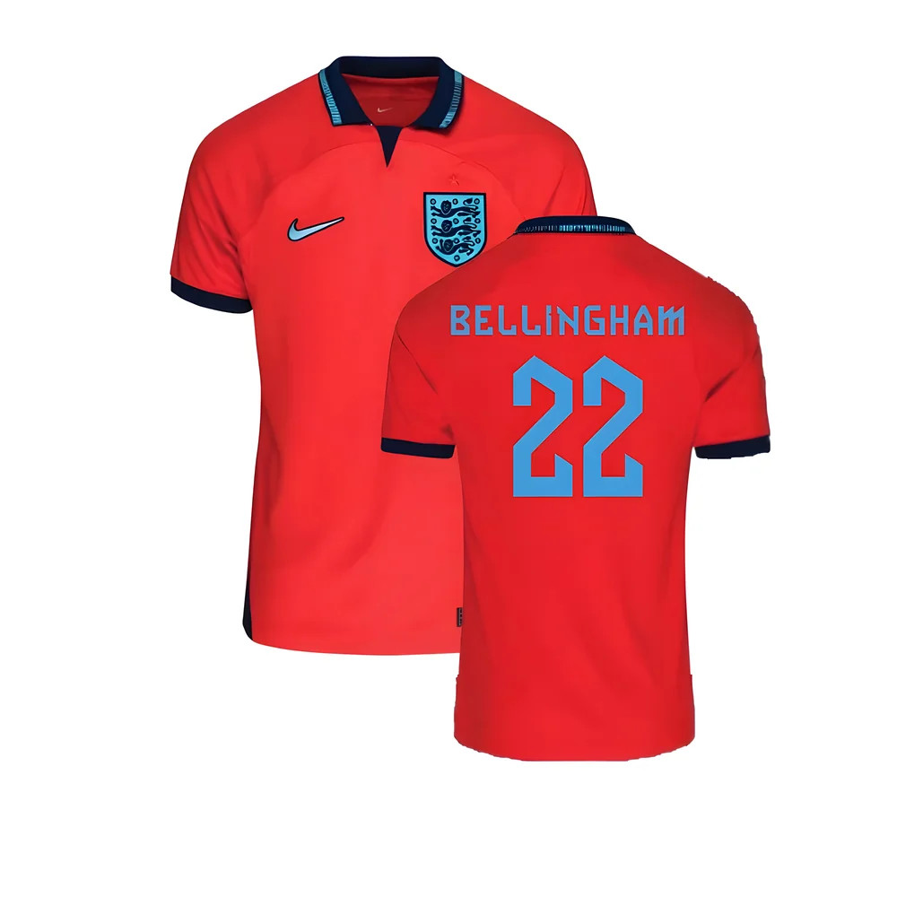 '22-'23 England Away Shirt (Kids) (Bellingham 22) Polyester Made By: Nike Unisex Kids Red Small