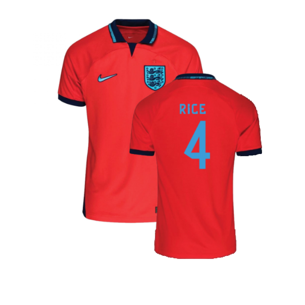 '22-'23 England Away Shirt (Kids) (Rice 4) Polyester Made By: Nike Unisex Kids Red Extra Small