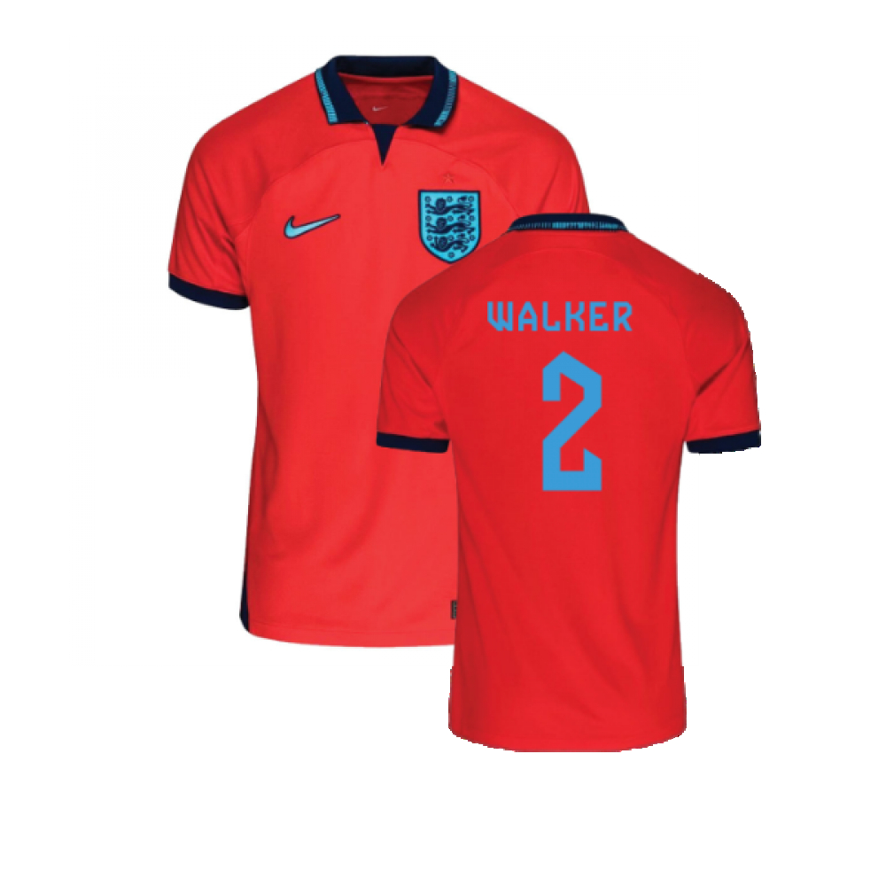 '22-'23 England Away Shirt (Kids) (Walker 2) Polyester Made By: Nike Unisex Kids Red Small