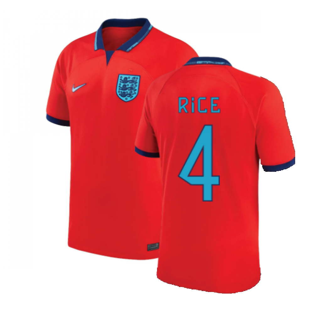 '22-'23 England Away Shirt (Rice 4) Polyester Declan Rice Made By: Nike Men's Red Extra Large