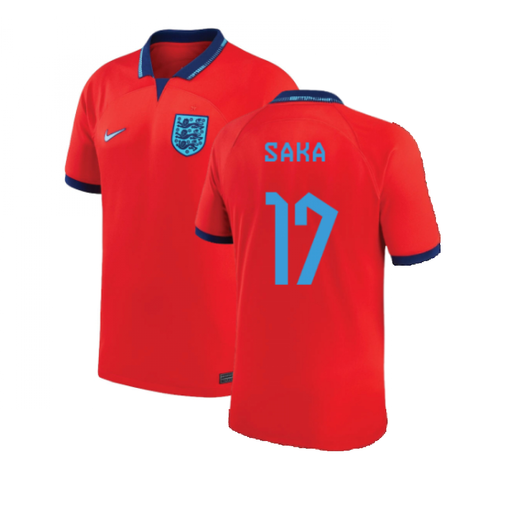 '22-'23 England Away Shirt (Saka 17) Polyester Made By: Nike Men's Red Xxl